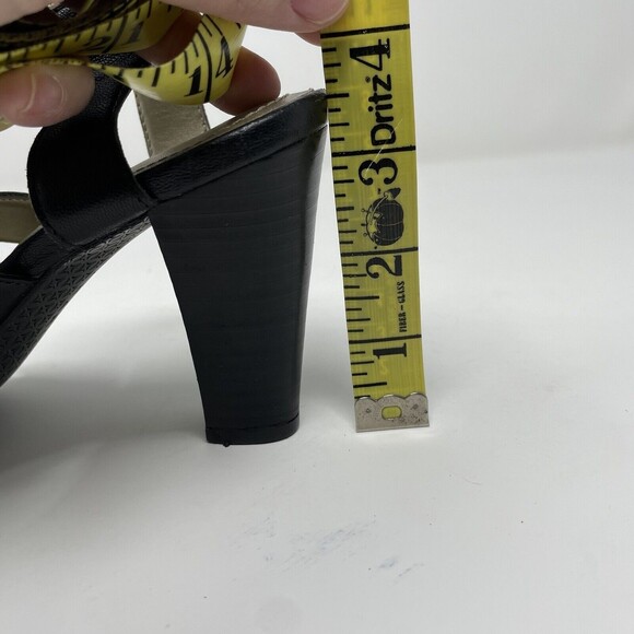 Tahari Mickey High Heel T-Strap Sandals Black Leather Ankle Strap Size 7.5 - Picture 12 of 12